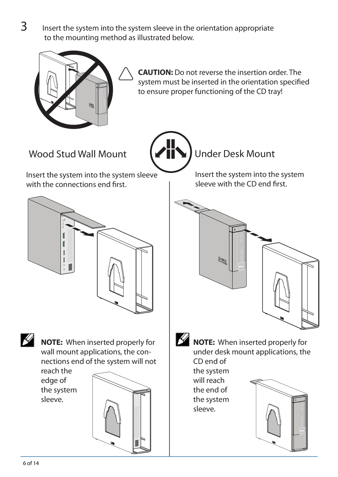 Dell 780-USFF manual Wood Stud Wall Mount Under Desk Mount 