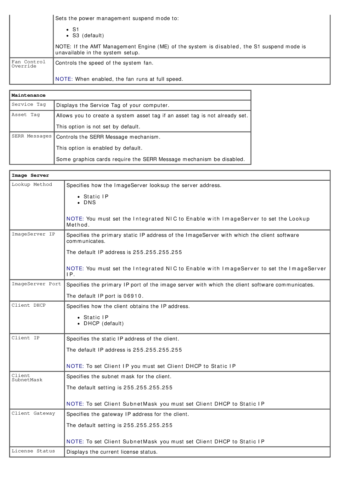 Dell 780 service manual Image Server, Static IP 