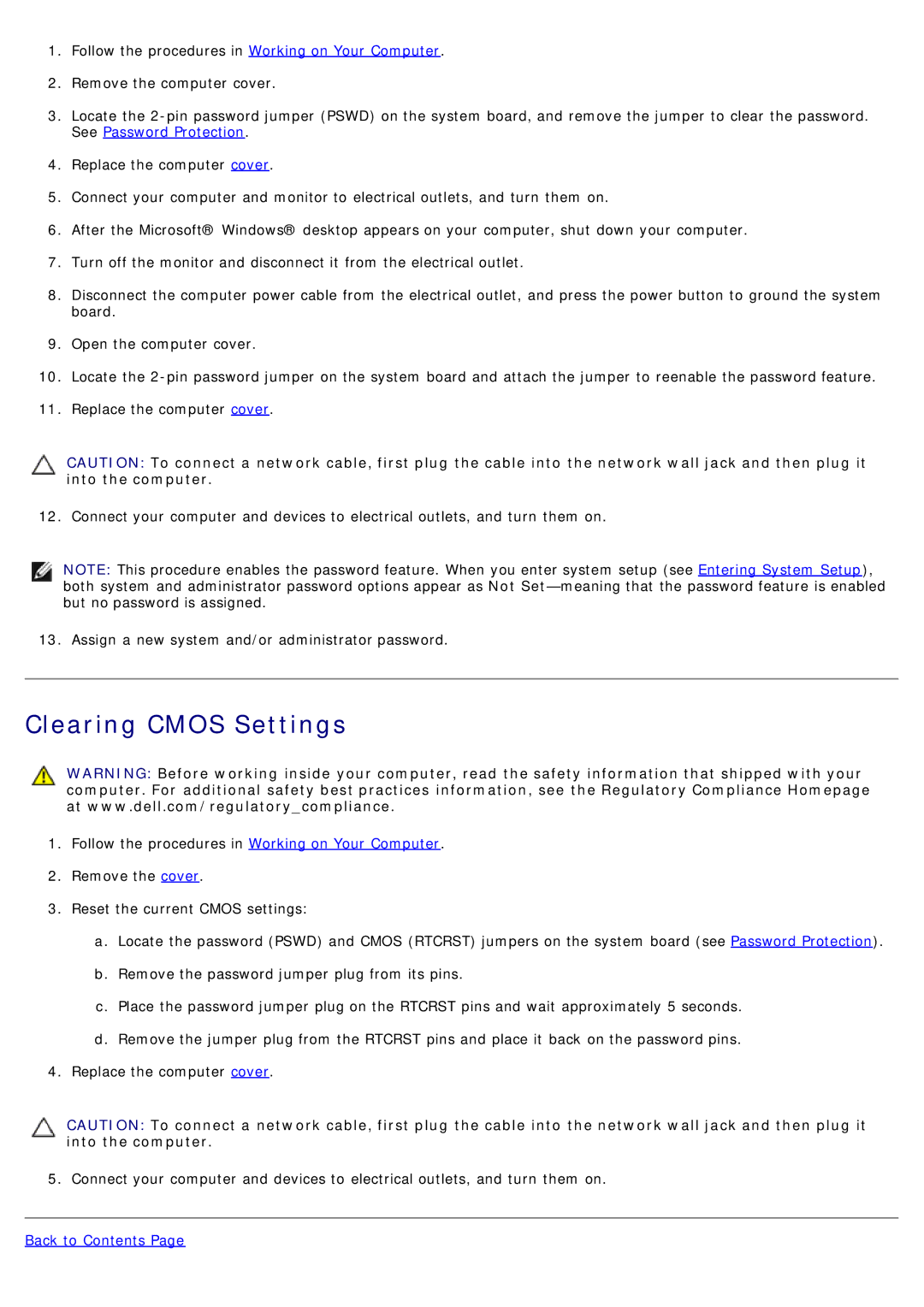 Dell 780 service manual Clearing Cmos Settings 