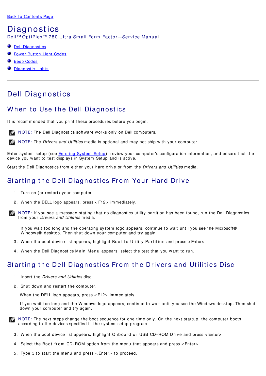 Dell 780 service manual Dell Diagnostics 