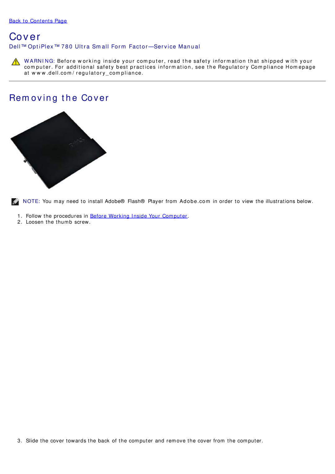 Dell 780 service manual Cover 