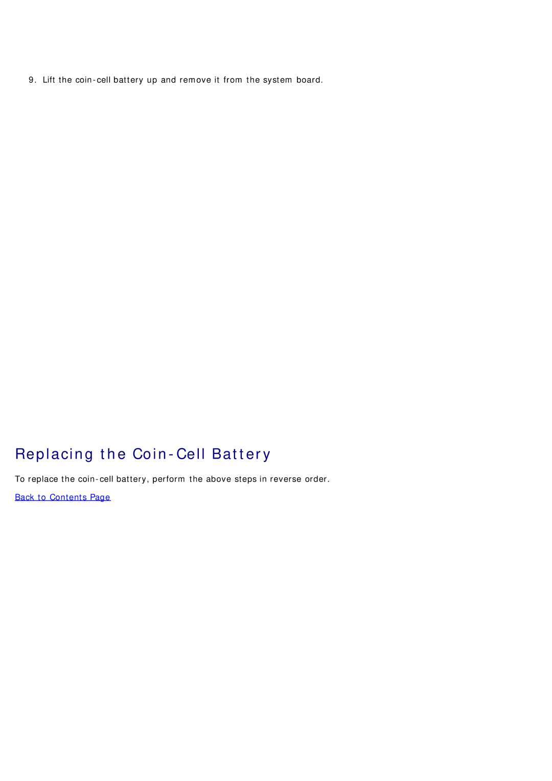 Dell 780 service manual Replacing the Coin-Cell Battery 