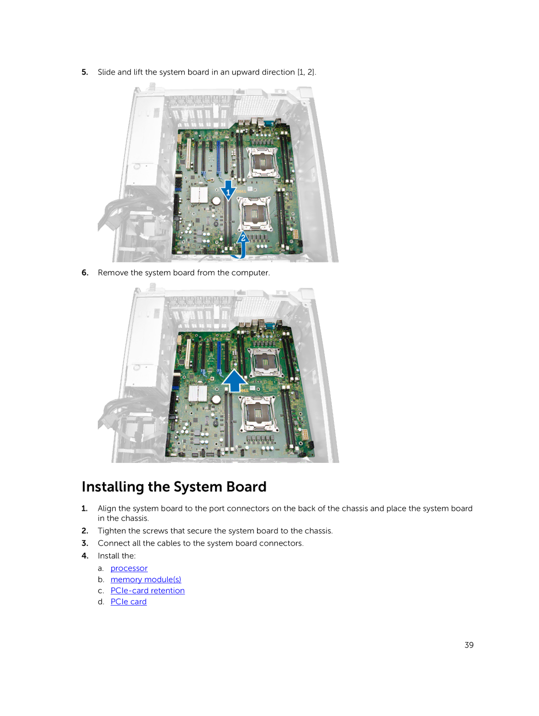 Dell 7810 owner manual Installing the System Board 