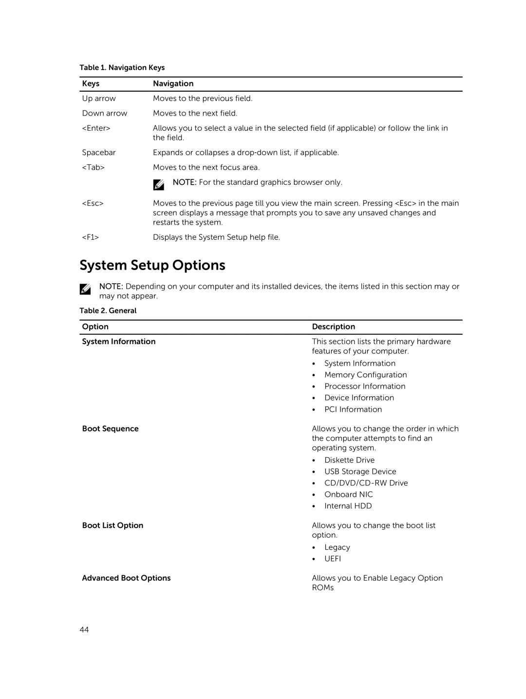 Dell 7810 owner manual System Setup Options, Uefi 