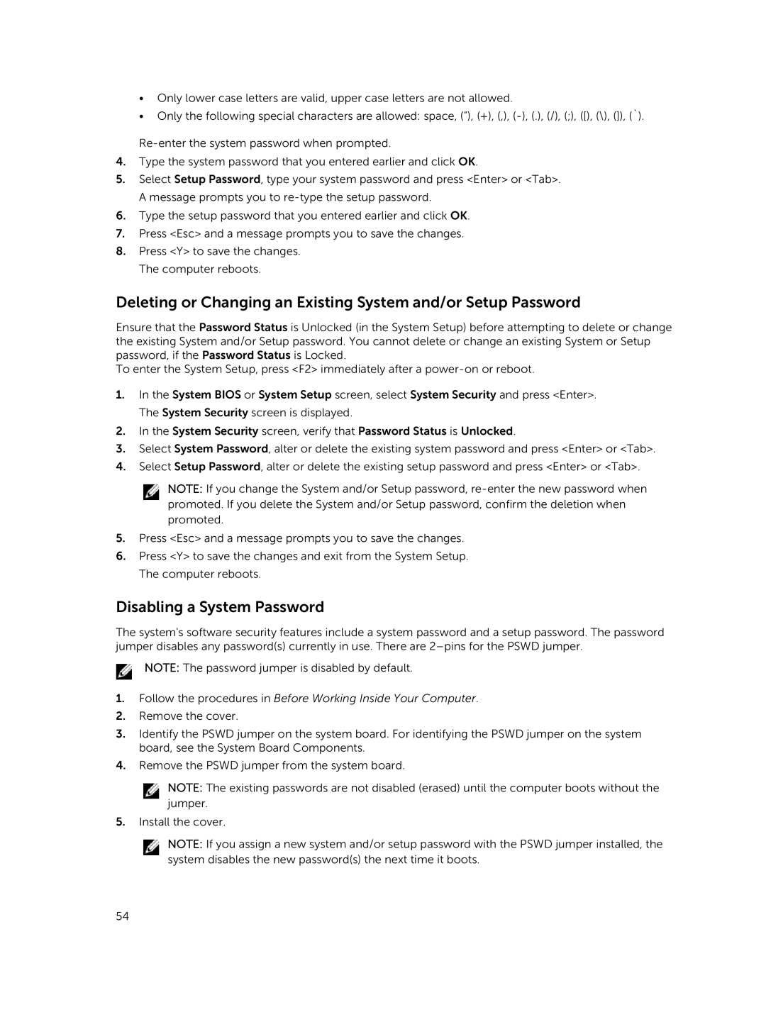 Dell 7810 owner manual Disabling a System Password 