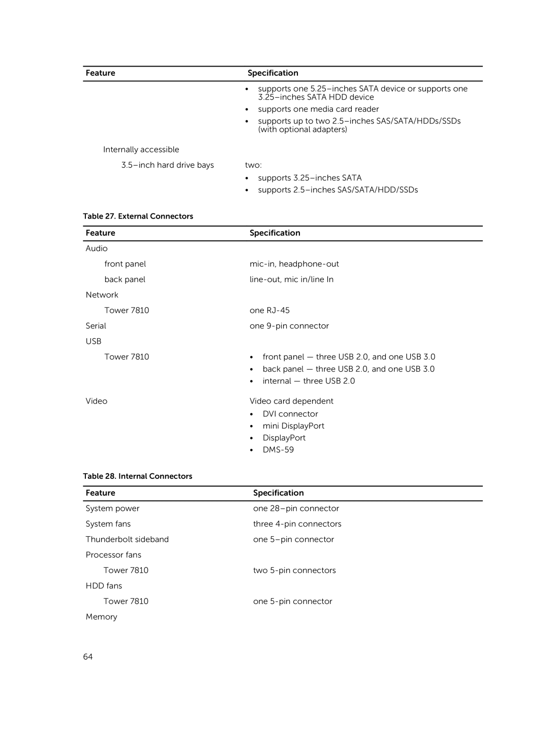 Dell 7810 owner manual Supports 2.5-inches SAS/SATA/HDD/SSDs 