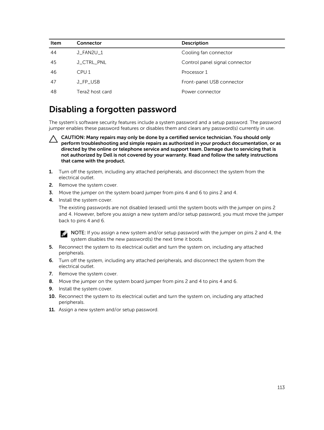 Dell 7910 owner manual Disabling a forgotten password 