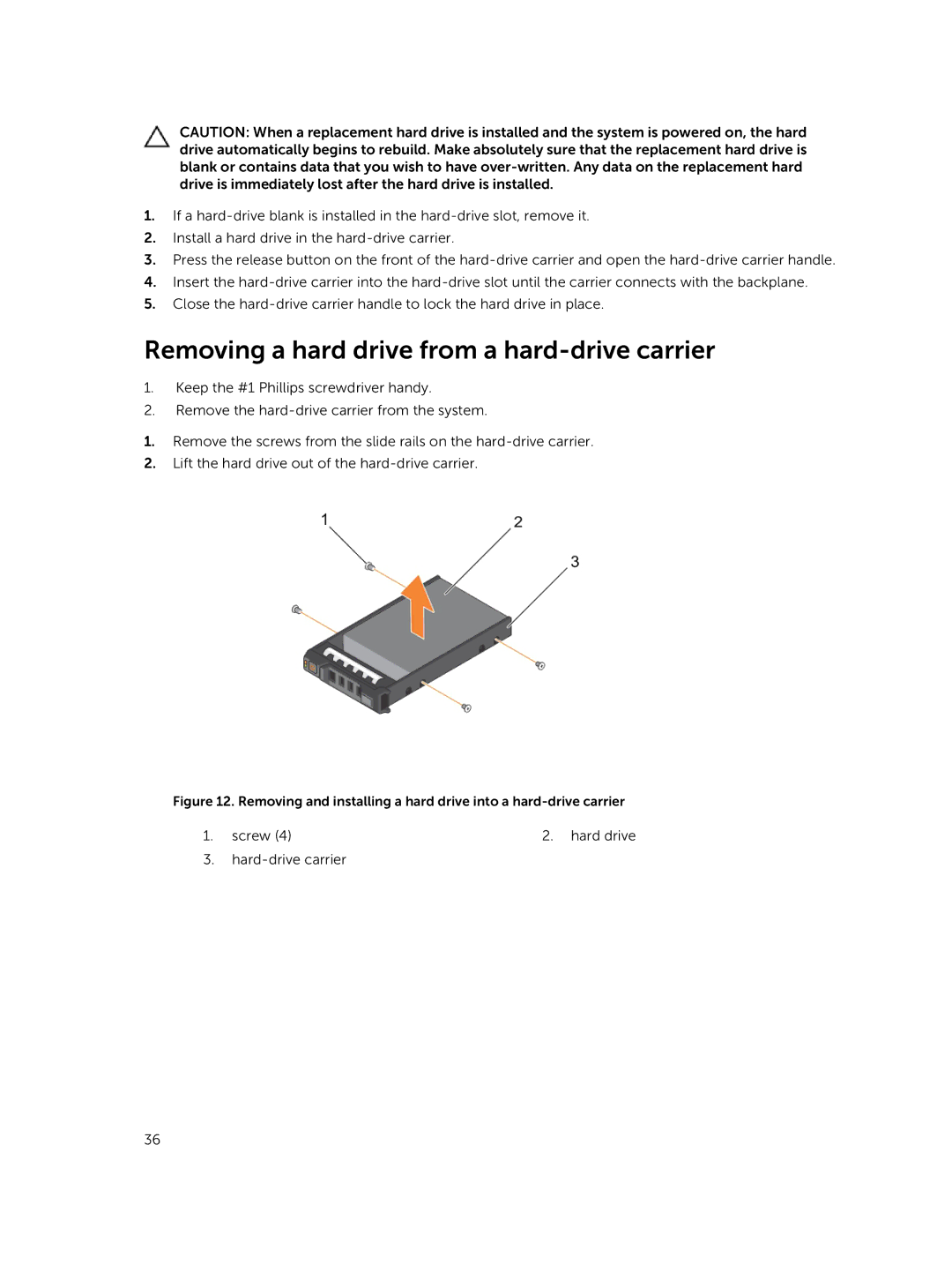 Dell 7910 owner manual Removing a hard drive from a hard-drive carrier 