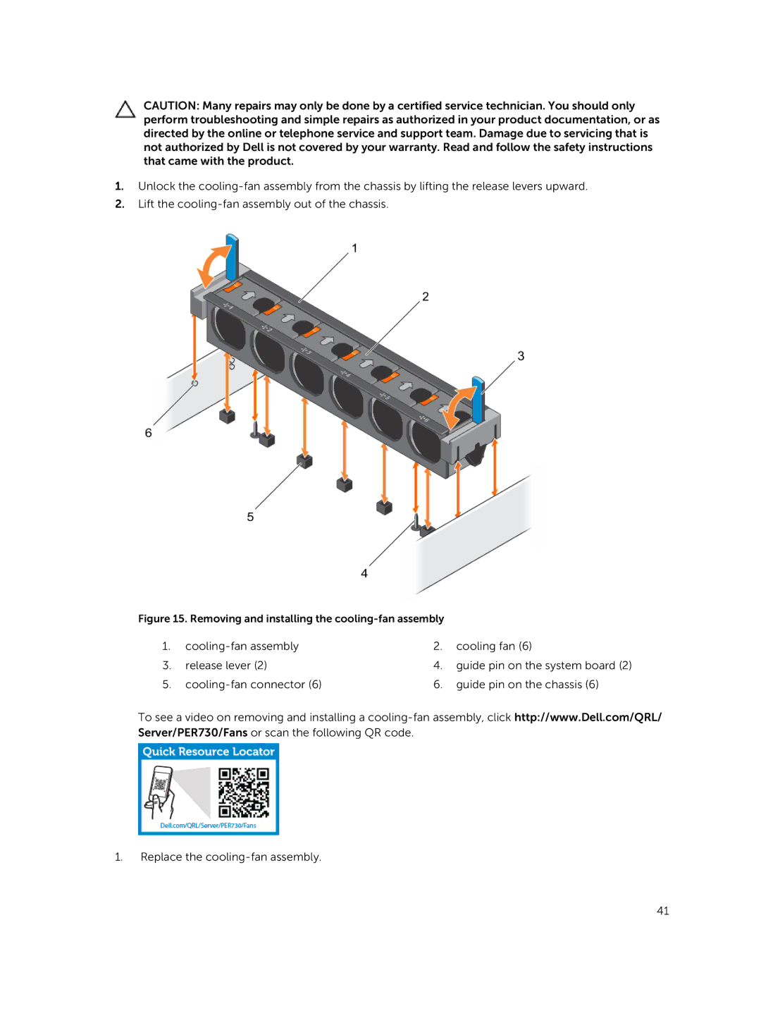 Dell 7910 owner manual Cooling-fan assembly Cooling fan Release lever 