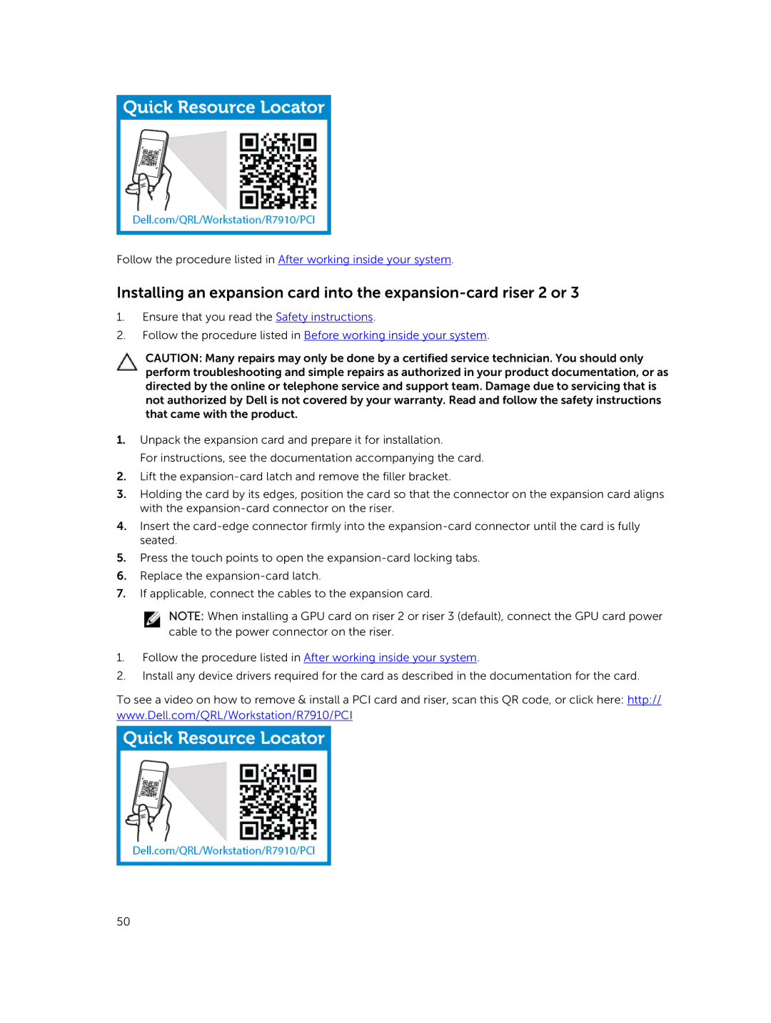 Dell 7910 owner manual Ensure that you read the Safety instructions 