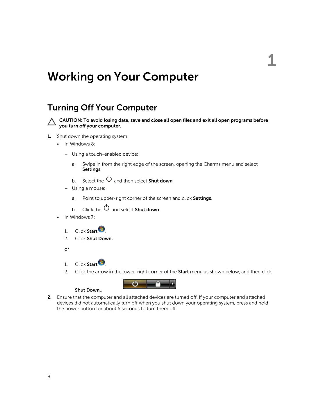 Dell 7910 owner manual Working on Your Computer, Turning Off Your Computer 