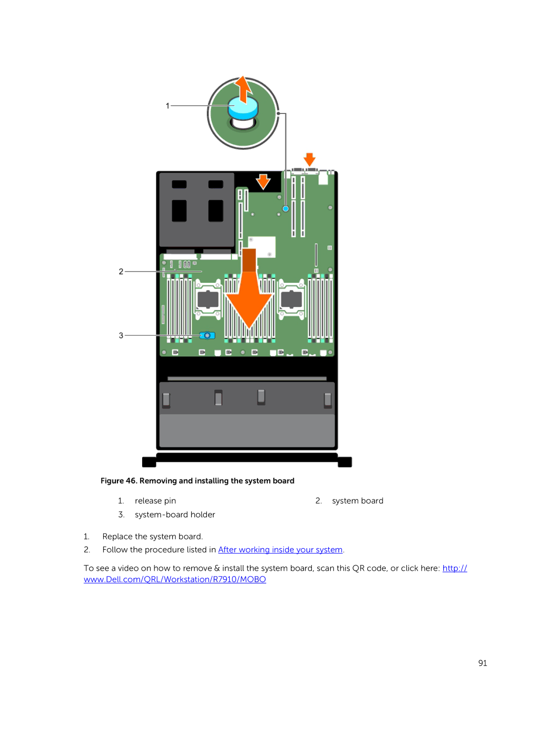 Dell 7910 owner manual Removing and installing the system board 