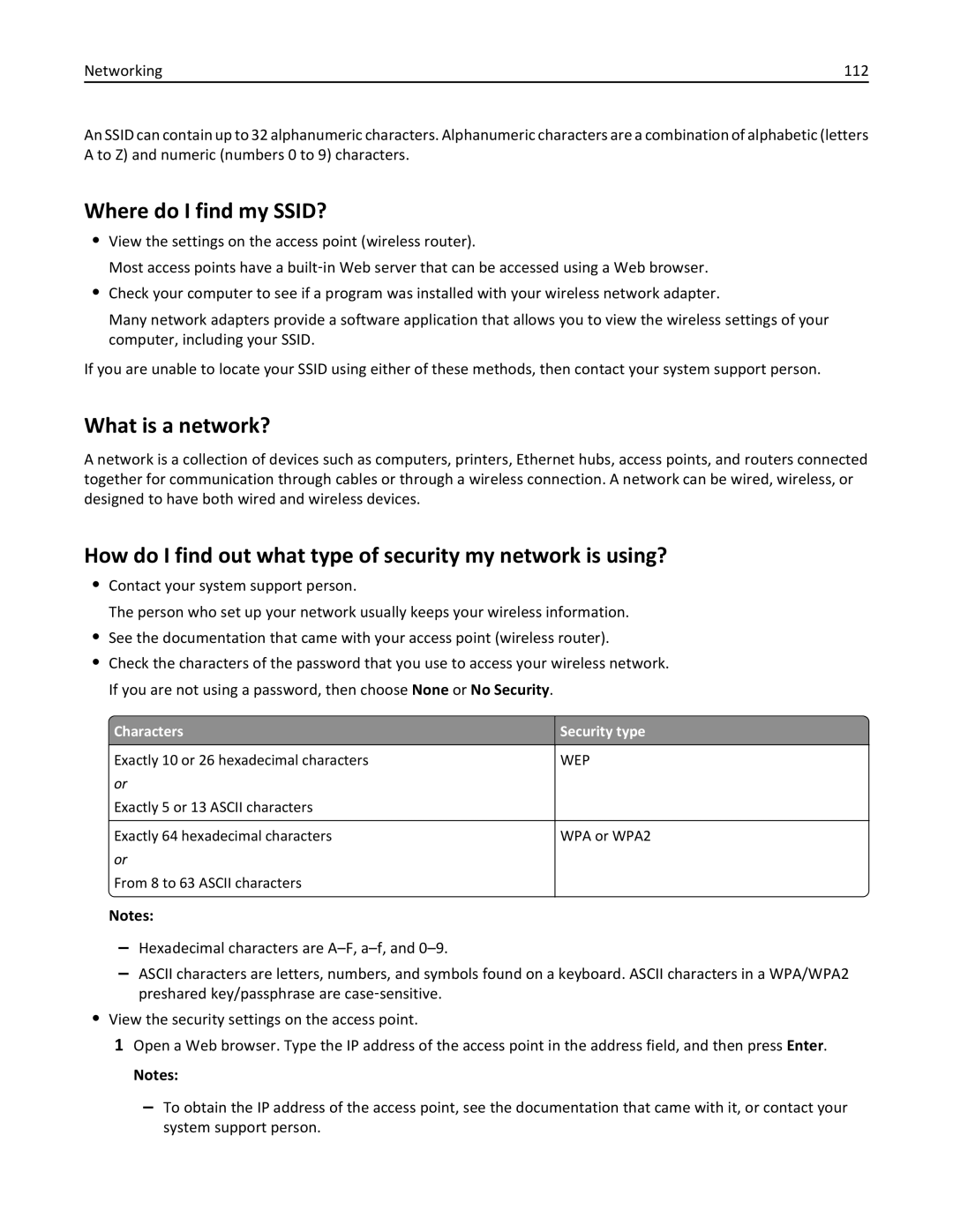 Dell 7d1, 7dE manual Where do I find my SSID?, What is a network?, Characters Security type 