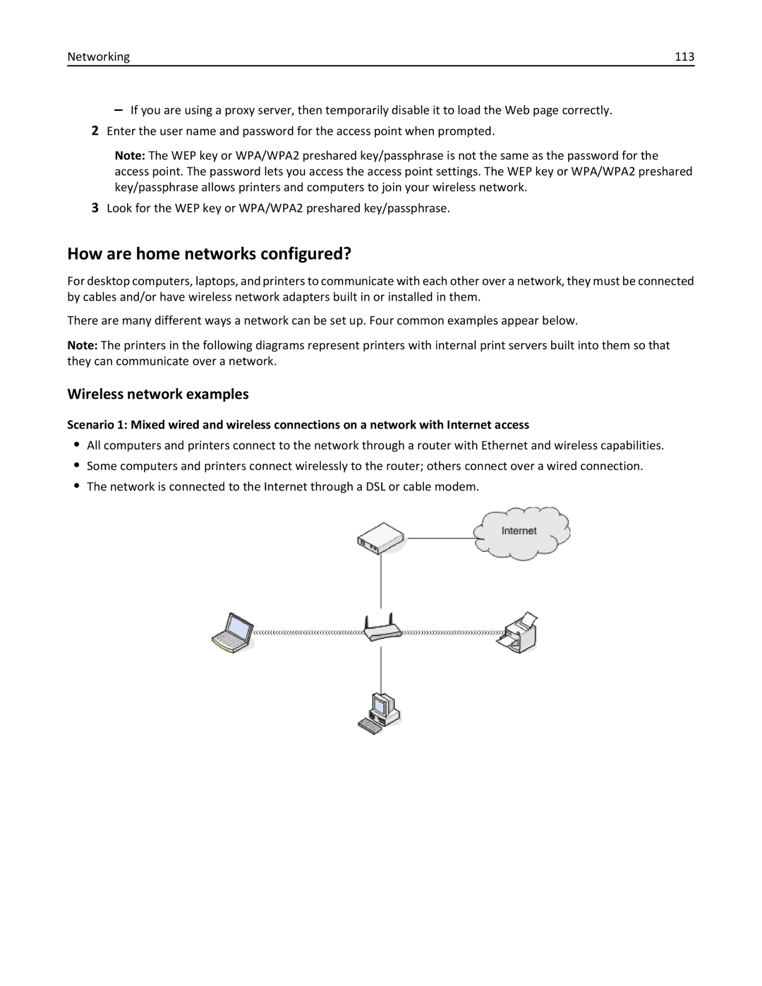 Dell 7dE, 7d1 manual How are home networks configured?, Wireless network examples 