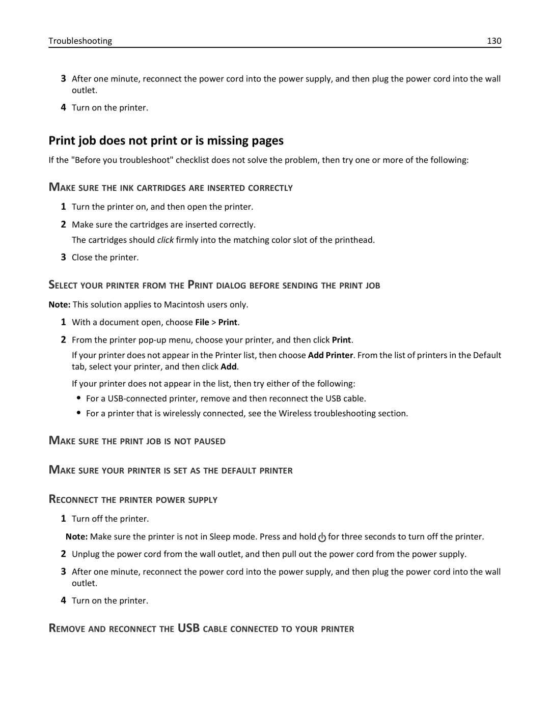 Dell 7d1, 7dE manual Print job does not print or is missing pages, Make Sure the INK Cartridges are Inserted Correctly 