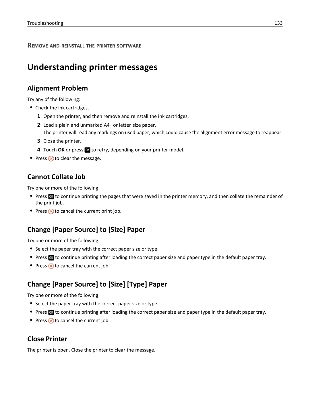 Dell 7dE, 7d1 manual Understanding printer messages 