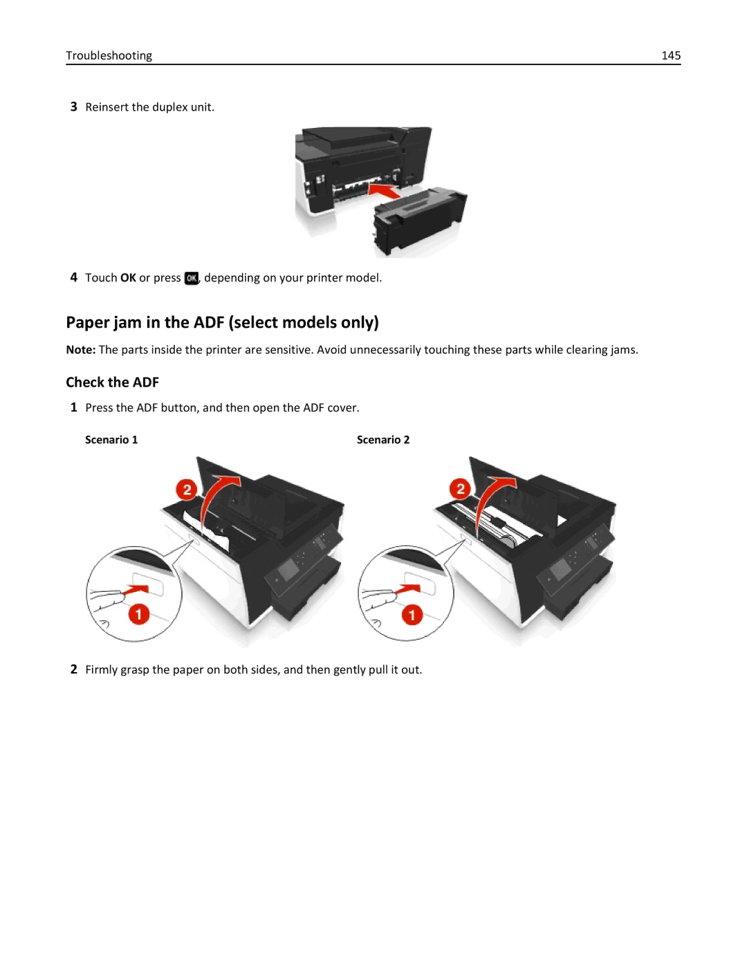 Dell 7dE, 7d1 manual Paper jam in the ADF select models only, Check the ADF 