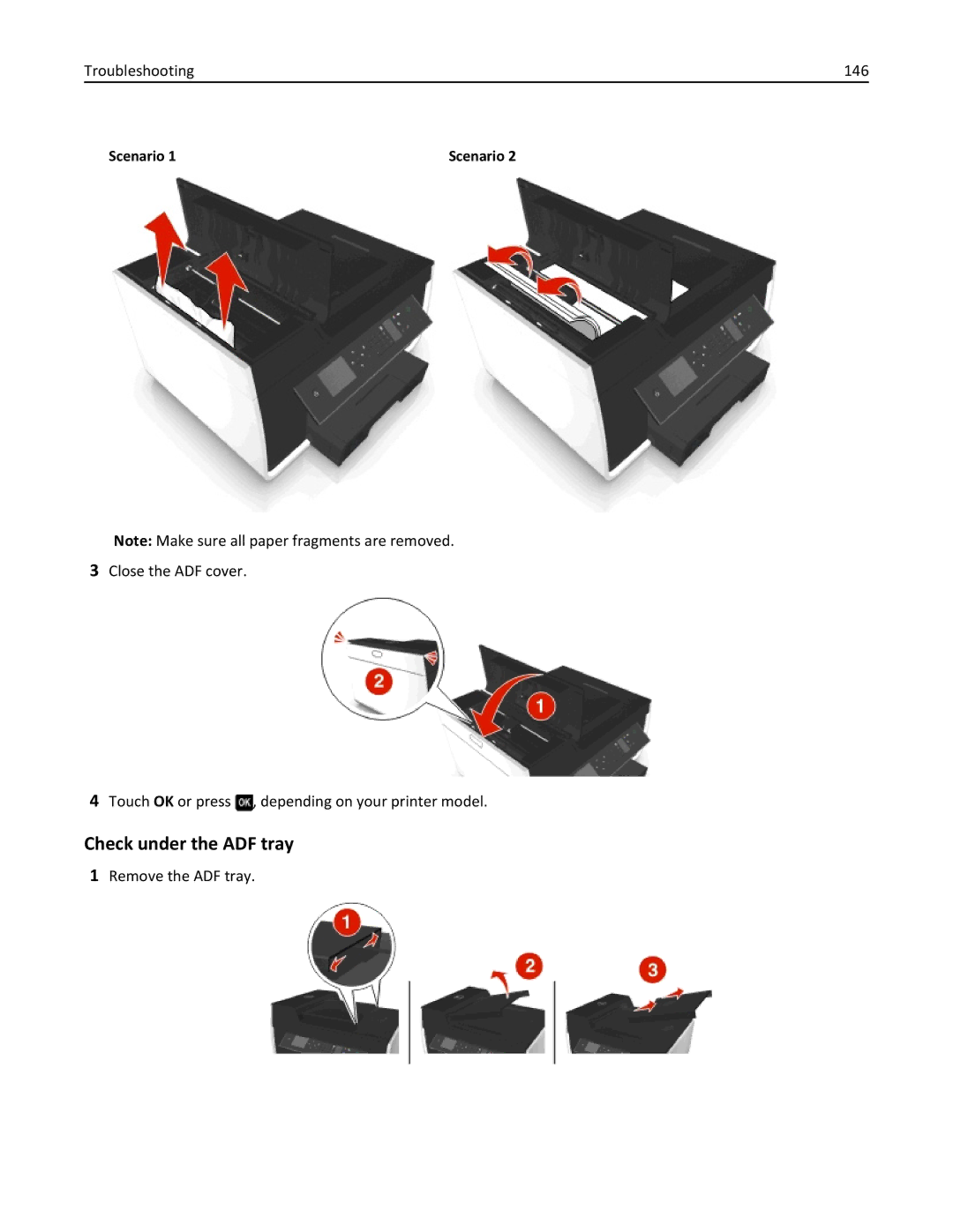 Dell 7d1, 7dE manual Check under the ADF tray 