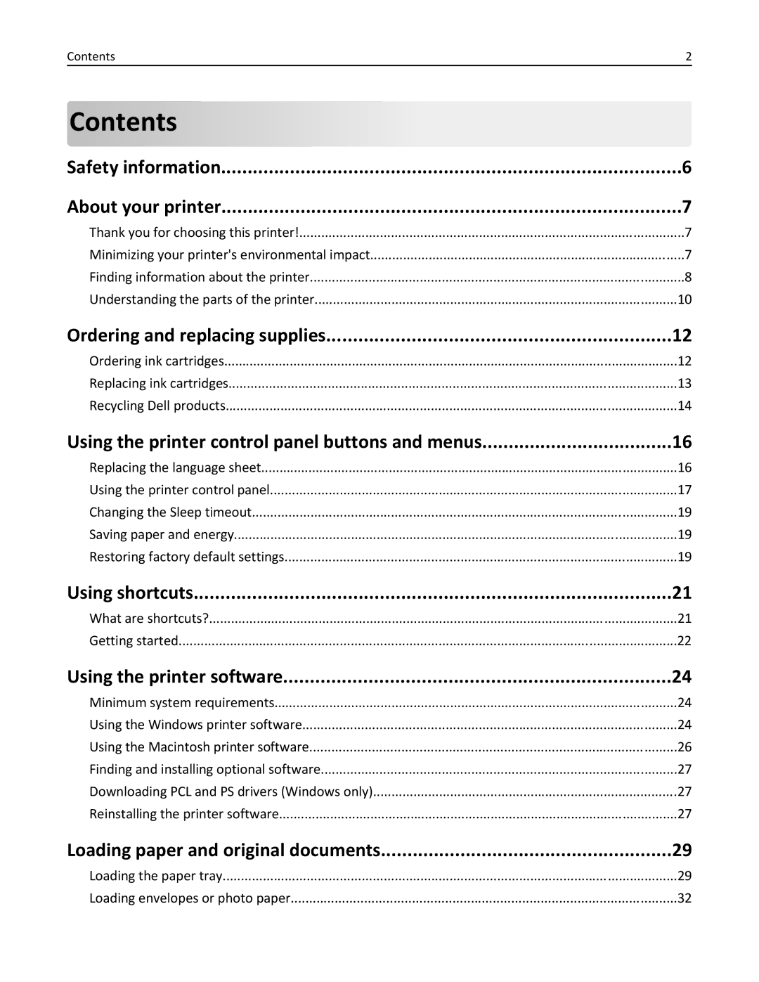 Dell 7d1, 7dE manual Contents 