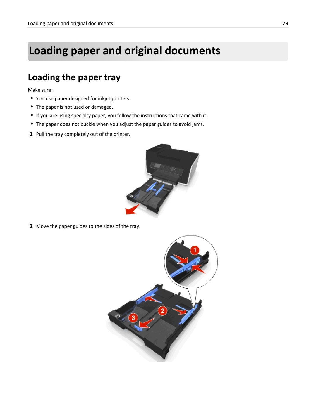 Dell 7dE, 7d1 manual Loading paper and original documents, Loading the paper tray 