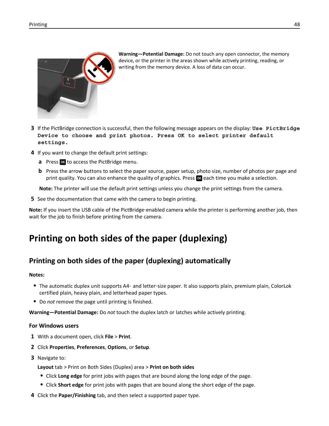 Dell 7d1, 7dE manual Printing on both sides of the paper duplexing automatically 