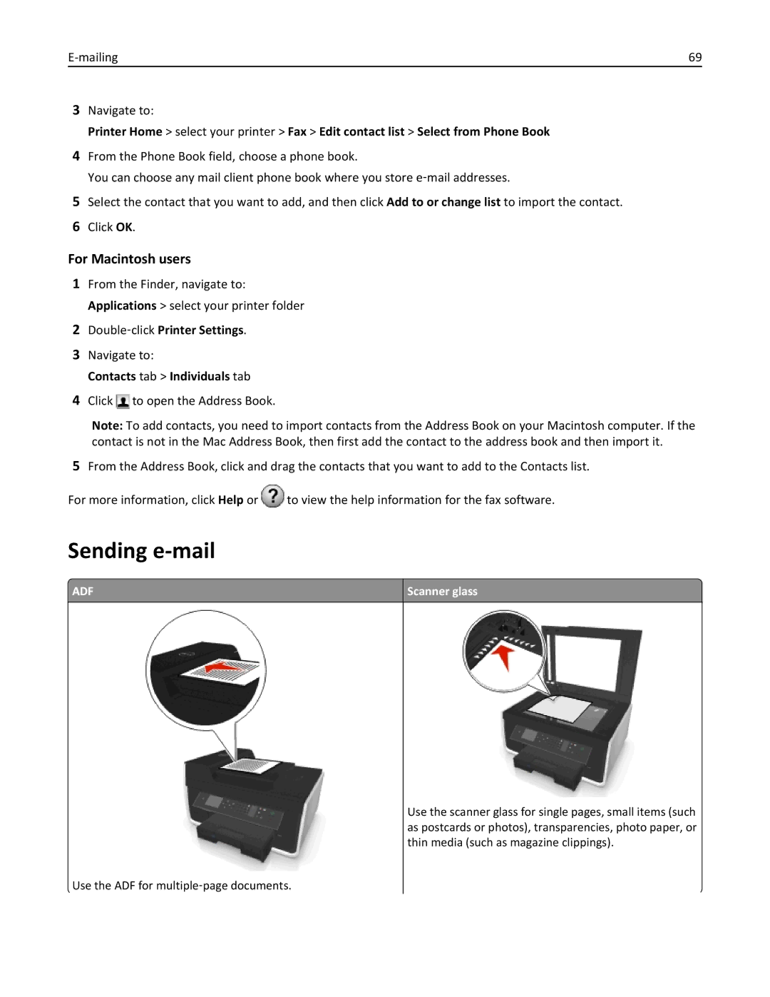 Dell 7dE, 7d1 manual Sending e-mail, Double‑click Printer Settings, Contacts tab Individuals tab 