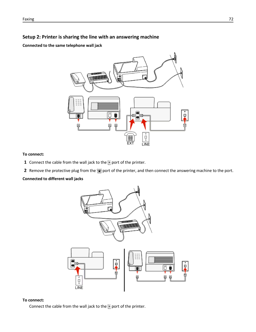 Dell 7d1, 7dE manual Connected to the same telephone wall jack To connect, Connected to different wall jacks To connect 