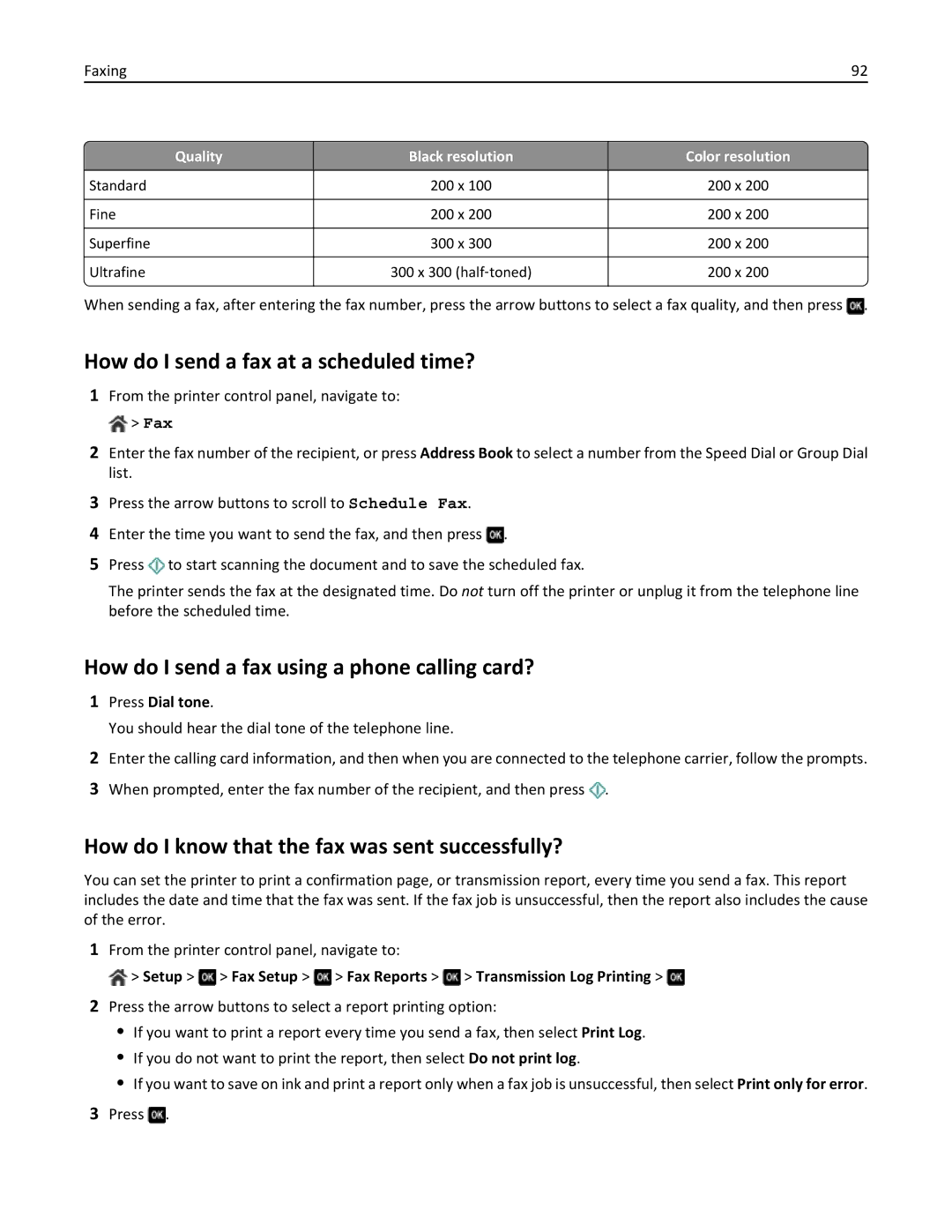 Dell 7d1, 7dE How do I send a fax at a scheduled time?, How do I send a fax using a phone calling card?, Press Dial tone 