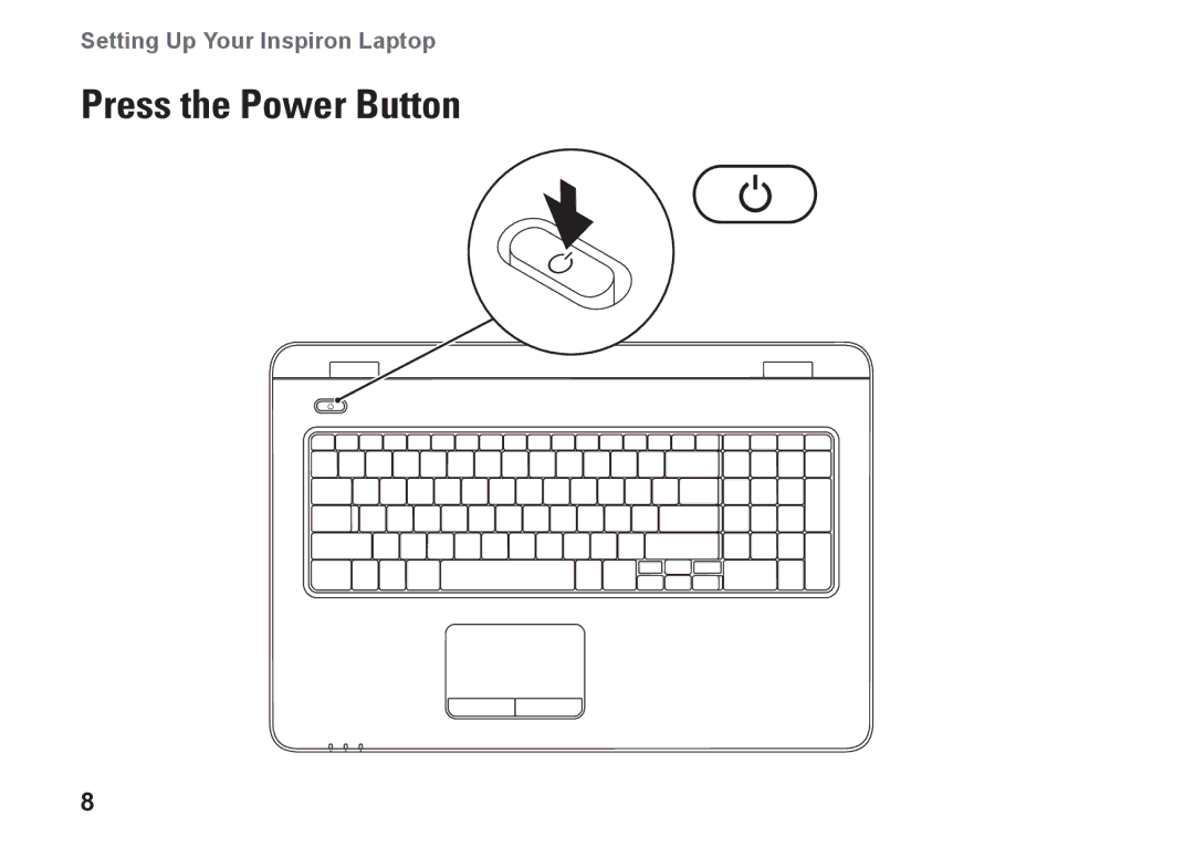 Dell P08E series, 7HR9P, N7010, P08E001 setup guide Press the Power Button 