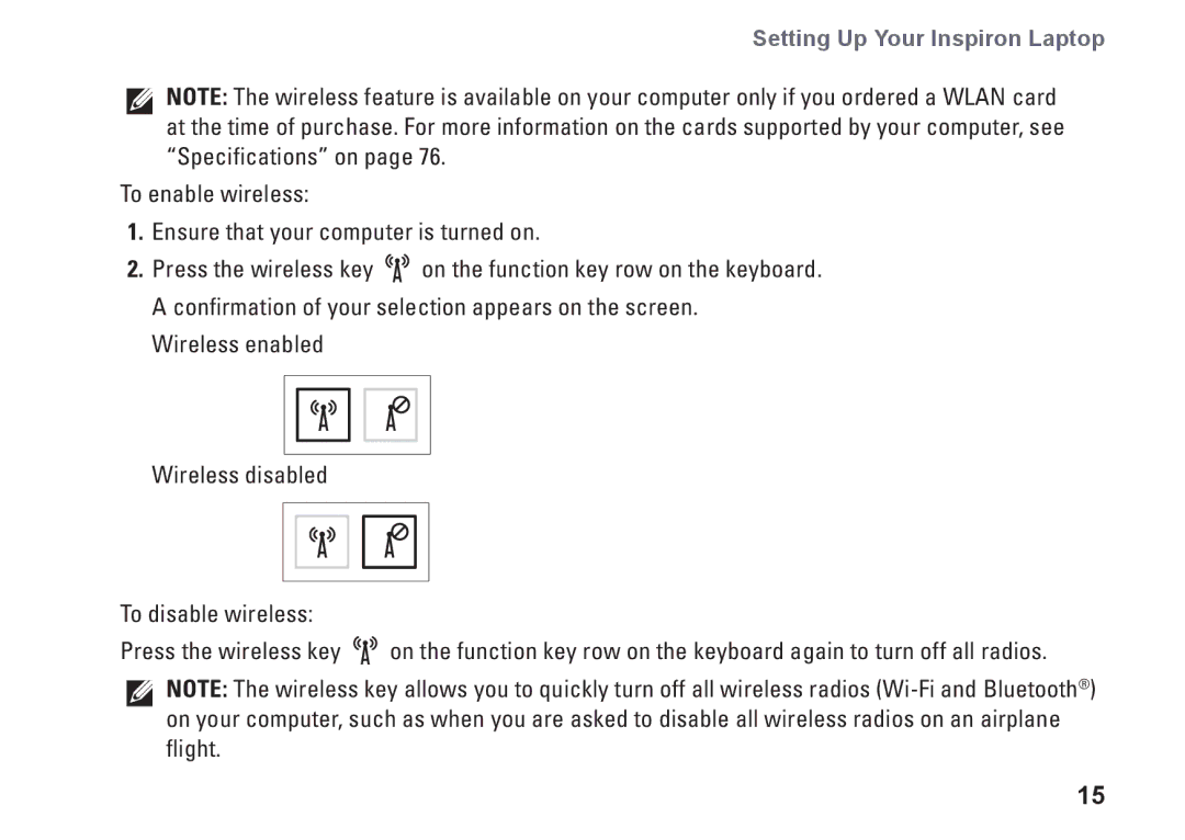 Dell N7010, 7HR9P, P08E series, P08E001 setup guide Setting Up Your Inspiron Laptop 