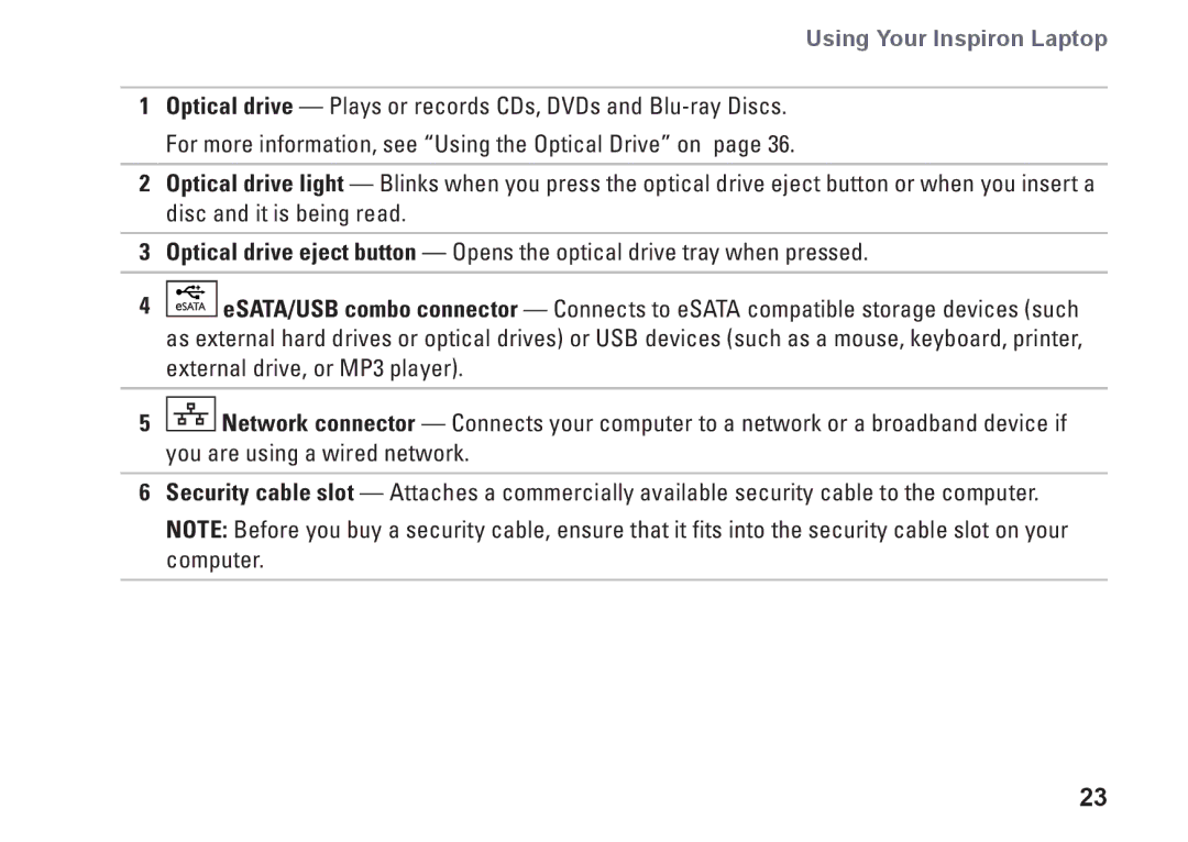 Dell N7010, 7HR9P, P08E series, P08E001 setup guide Using Your Inspiron Laptop 