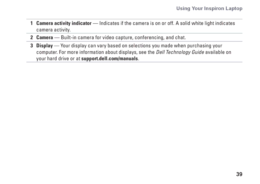 Dell N7010, 7HR9P, P08E series, P08E001 setup guide Using Your Inspiron Laptop 