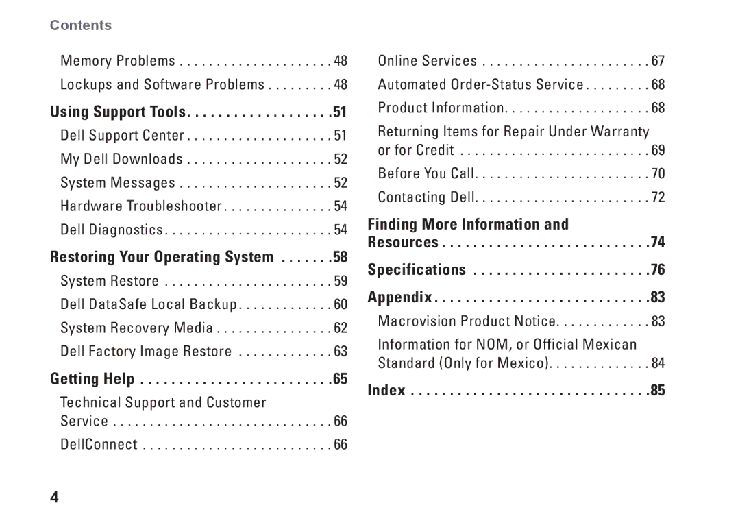 Dell P08E series, 7HR9P, N7010, P08E001 setup guide Index 