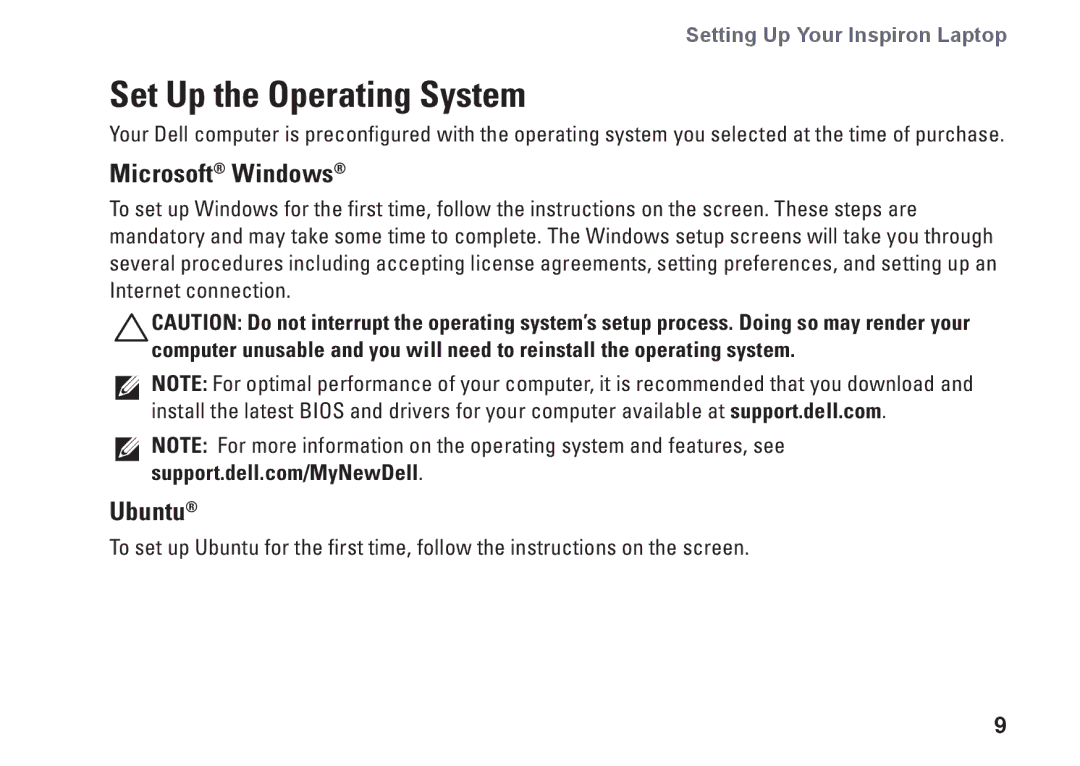 Dell M5030, 7RR4T, P07F002, P07F series, P07F003, P07F001 setup guide Set Up the Operating System, Microsoft Windows, Ubuntu 