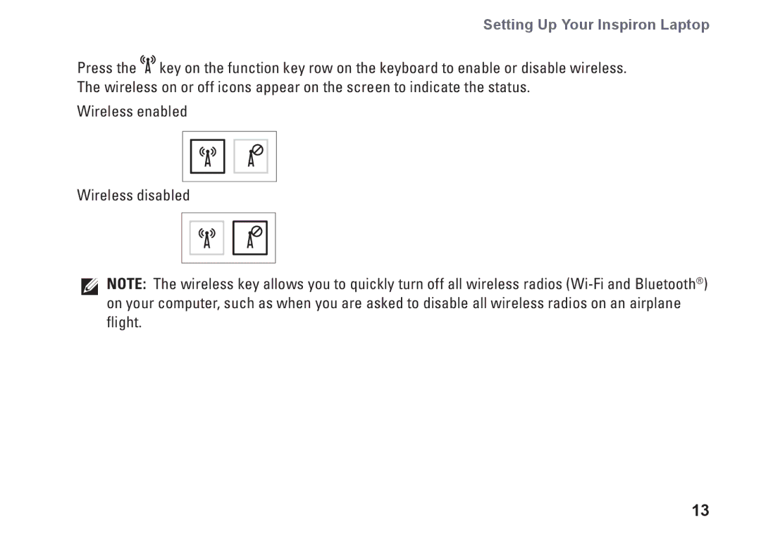 Dell P07F003, 7RR4T, P07F002, P07F series, P07F001, M5030 setup guide Setting Up Your Inspiron Laptop 