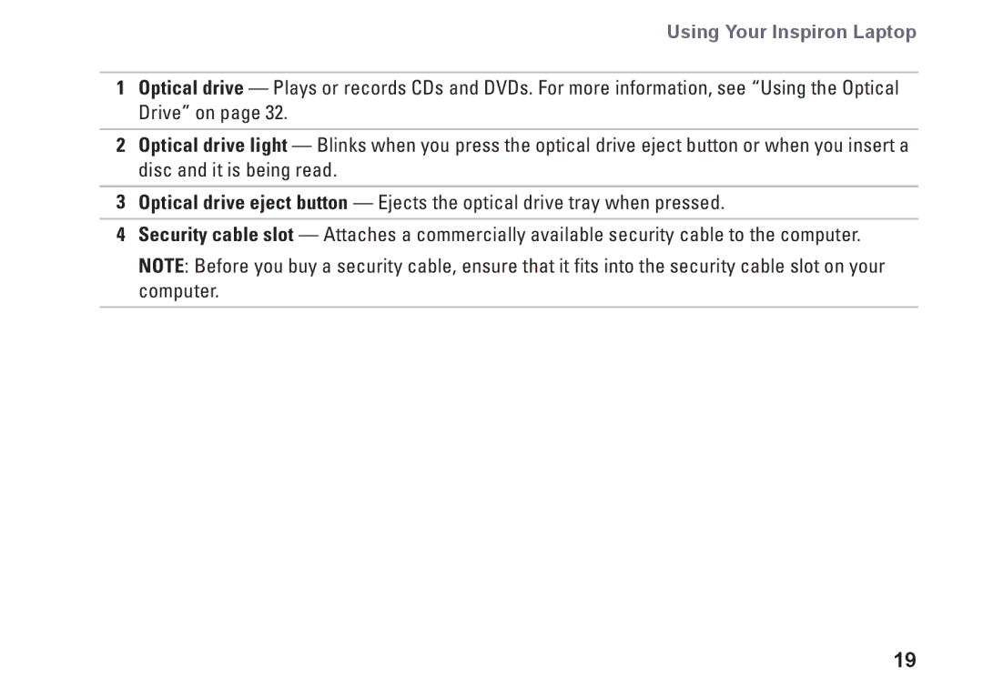 Dell P07F003, 7RR4T, P07F002, P07F series, P07F001, M5030 setup guide Using Your Inspiron Laptop 