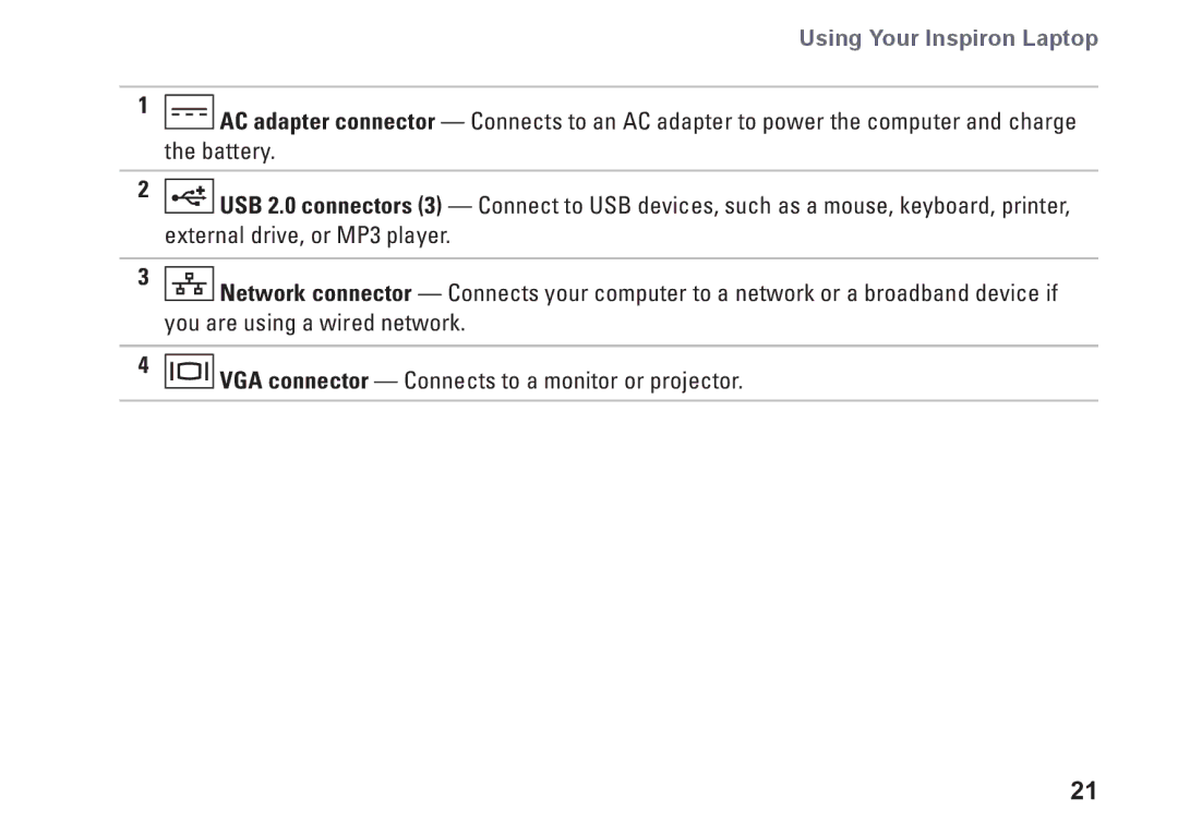 Dell M5030, 7RR4T, P07F002, P07F series, P07F003, P07F001 setup guide Using Your Inspiron Laptop 