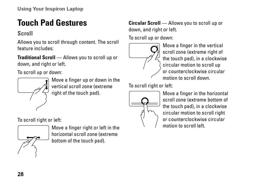 Dell 7RR4T, P07F002, P07F series, P07F003, P07F001, M5030 setup guide Touch Pad Gestures, Scroll 