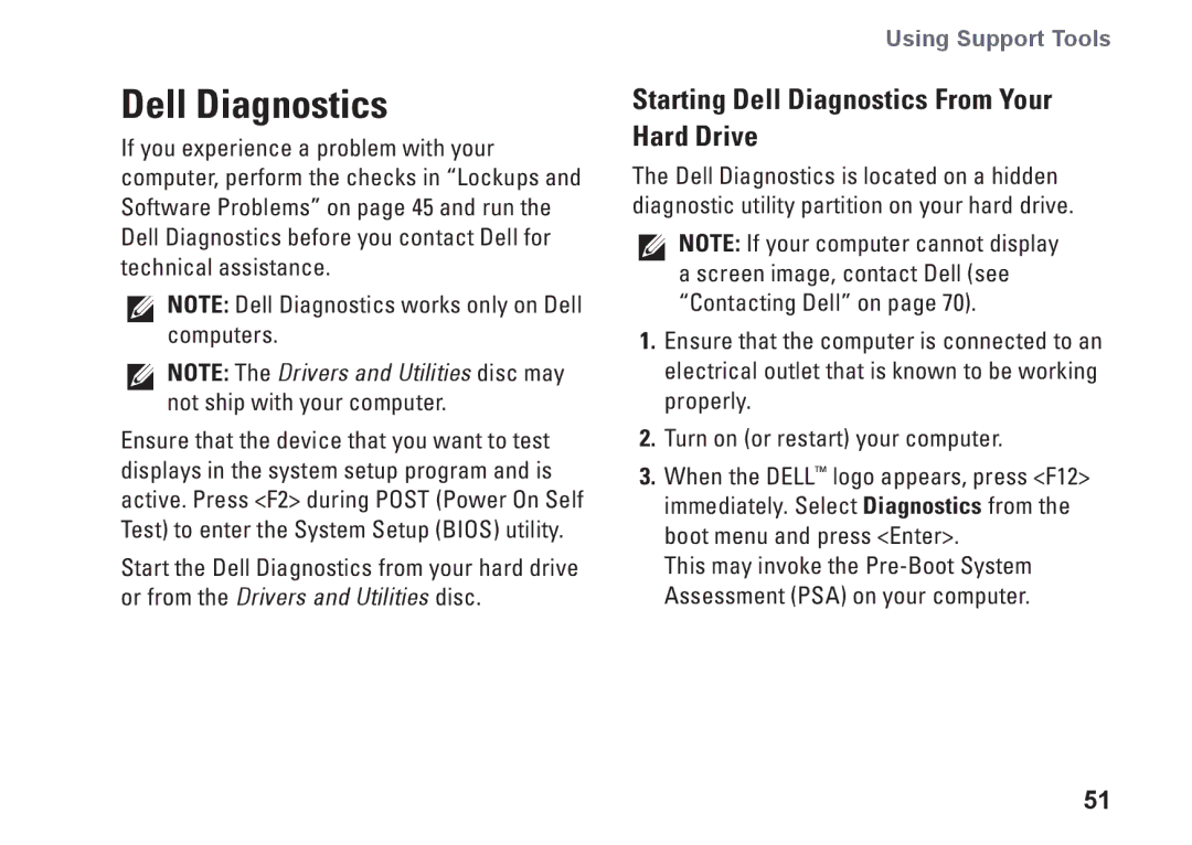 Dell M5030, 7RR4T, P07F002, P07F series, P07F003, P07F001 setup guide Starting Dell Diagnostics From Your Hard Drive 