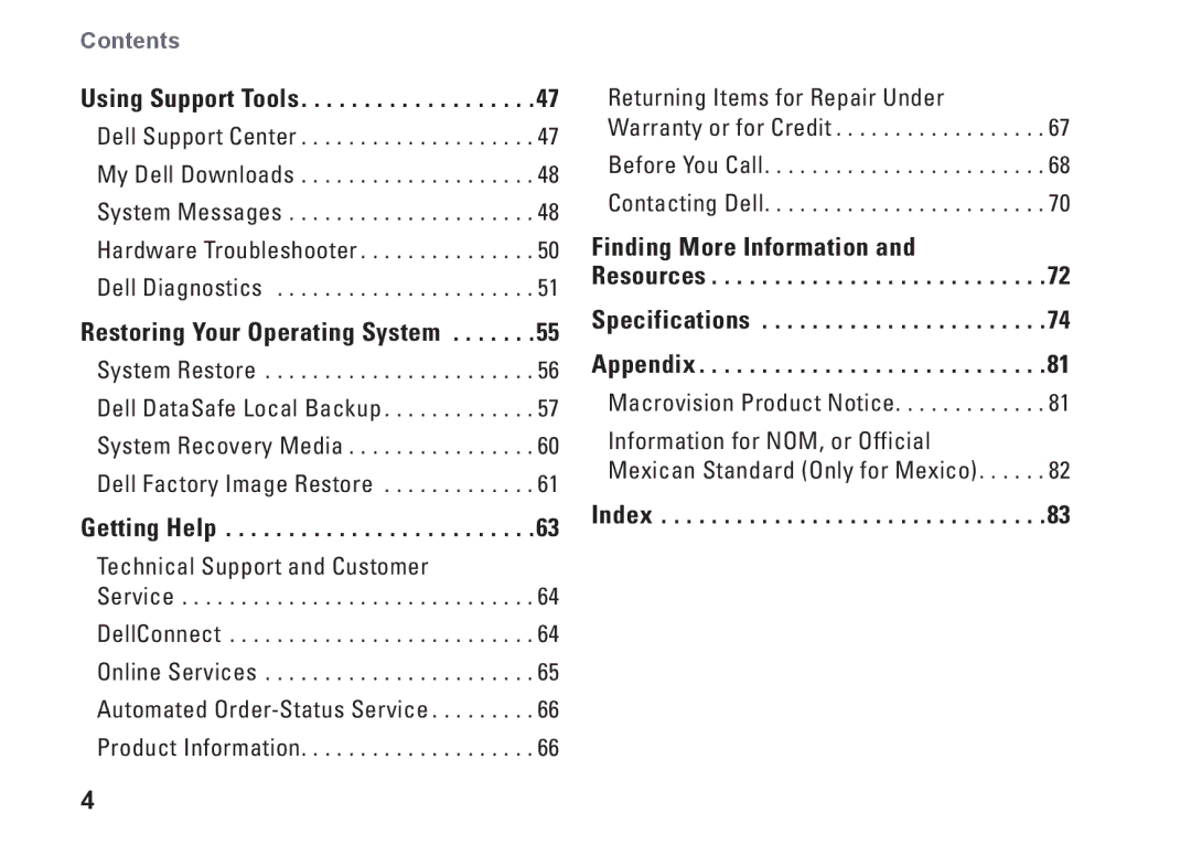 Dell 7RR4T, P07F002, P07F series, P07F003, P07F001, M5030 setup guide Index 