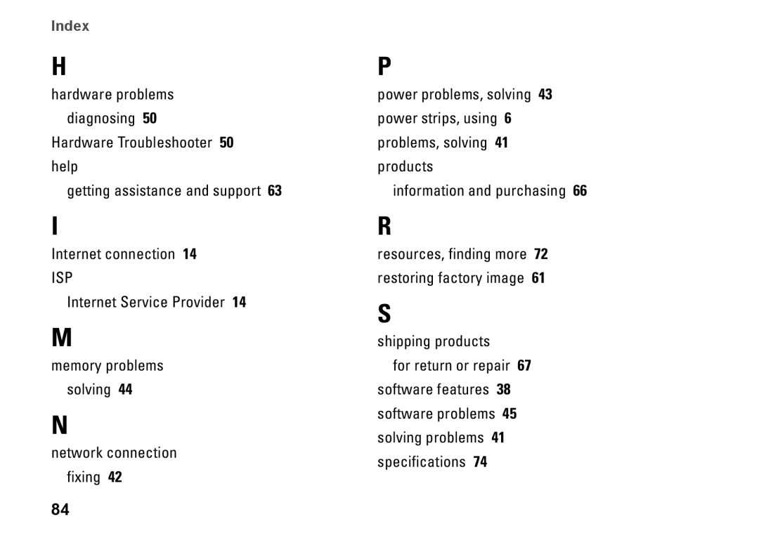 Dell P07F series, 7RR4T, P07F002, P07F003, P07F001, M5030 setup guide Index 