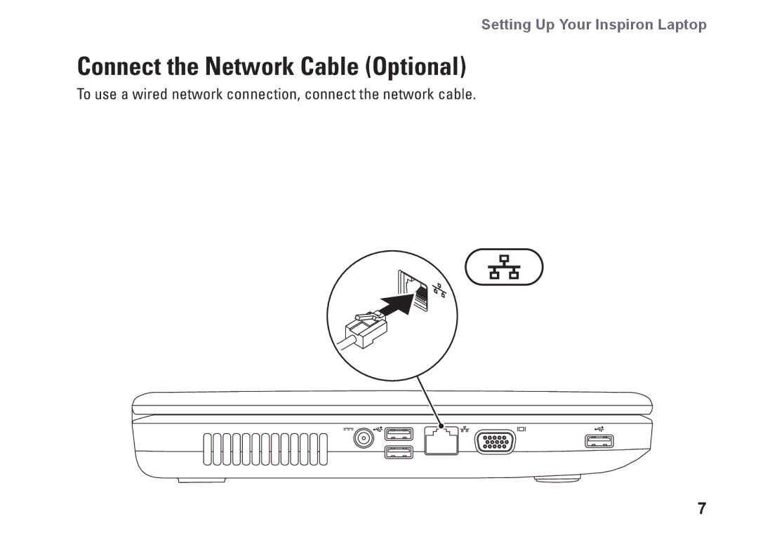 Dell P07F003, 7RR4T, P07F002, P07F series, P07F001, M5030 setup guide Connect the Network Cable Optional 