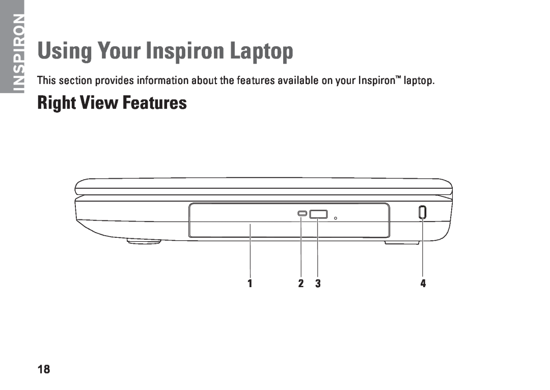 Dell P07F series, 7RR4T, P07F002, P07F003, P07F001, M5030 setup guide Using Your Inspiron Laptop, Right View Features 