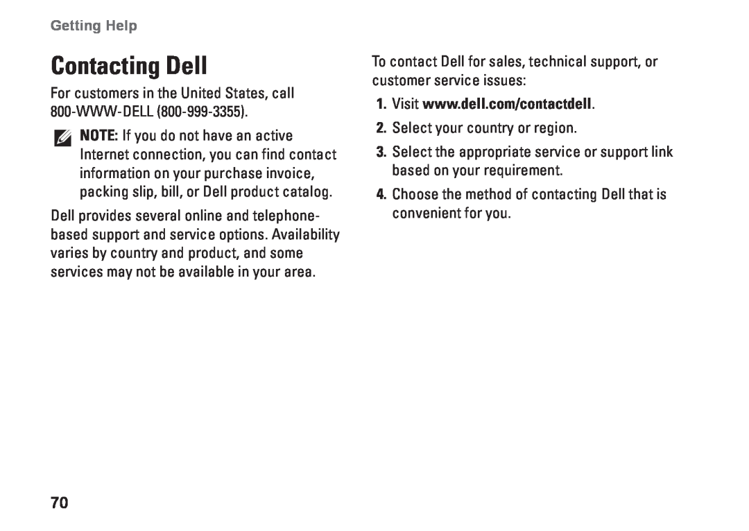 Dell 7RR4T, P07F002, P07F series, P07F003, P07F001, M5030 setup guide Contacting Dell, Getting Help 