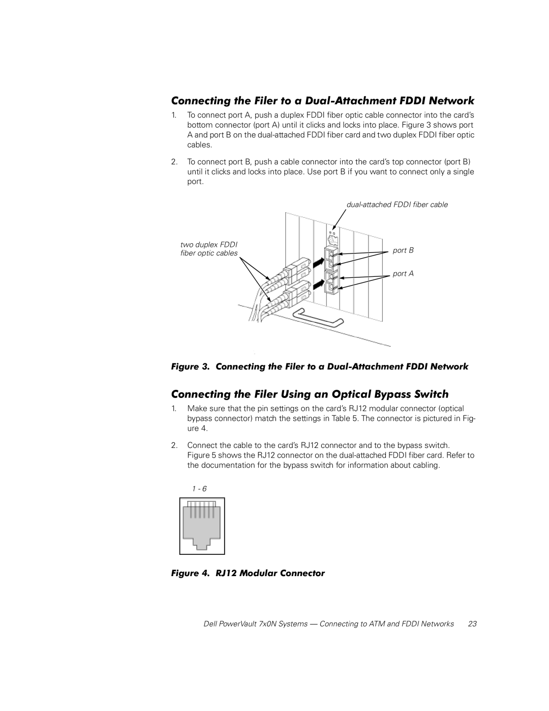 Dell 7x0N manual Two duplex Fddi Port B Fiber optic cables Port a 