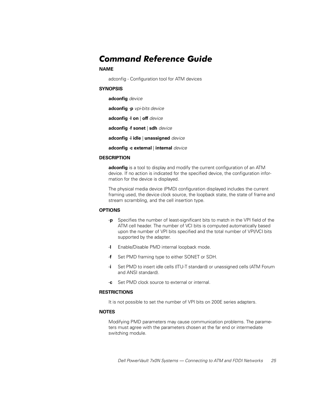 Dell 7x0N manual Synopsis, Adconfig device 