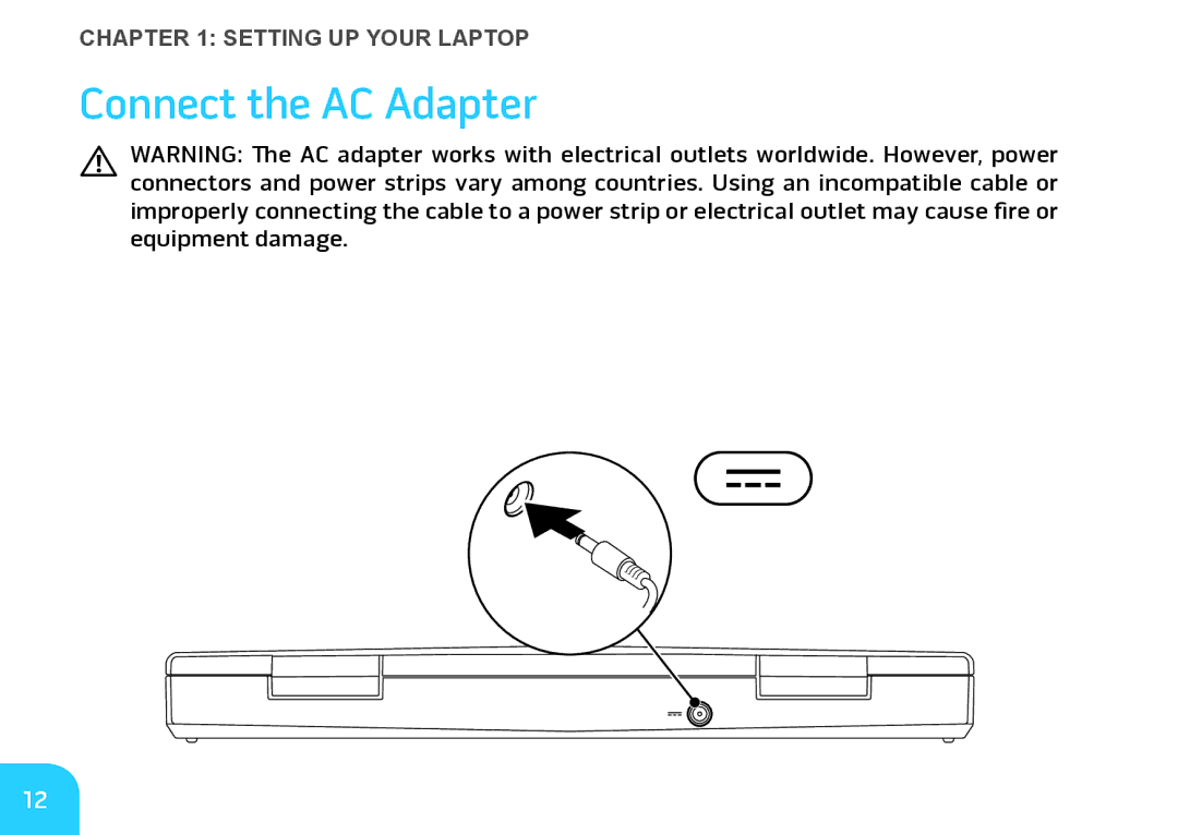 Dell P06T002, 7XM1F, P06T001, M11xR2 manual Connect the AC Adapter 