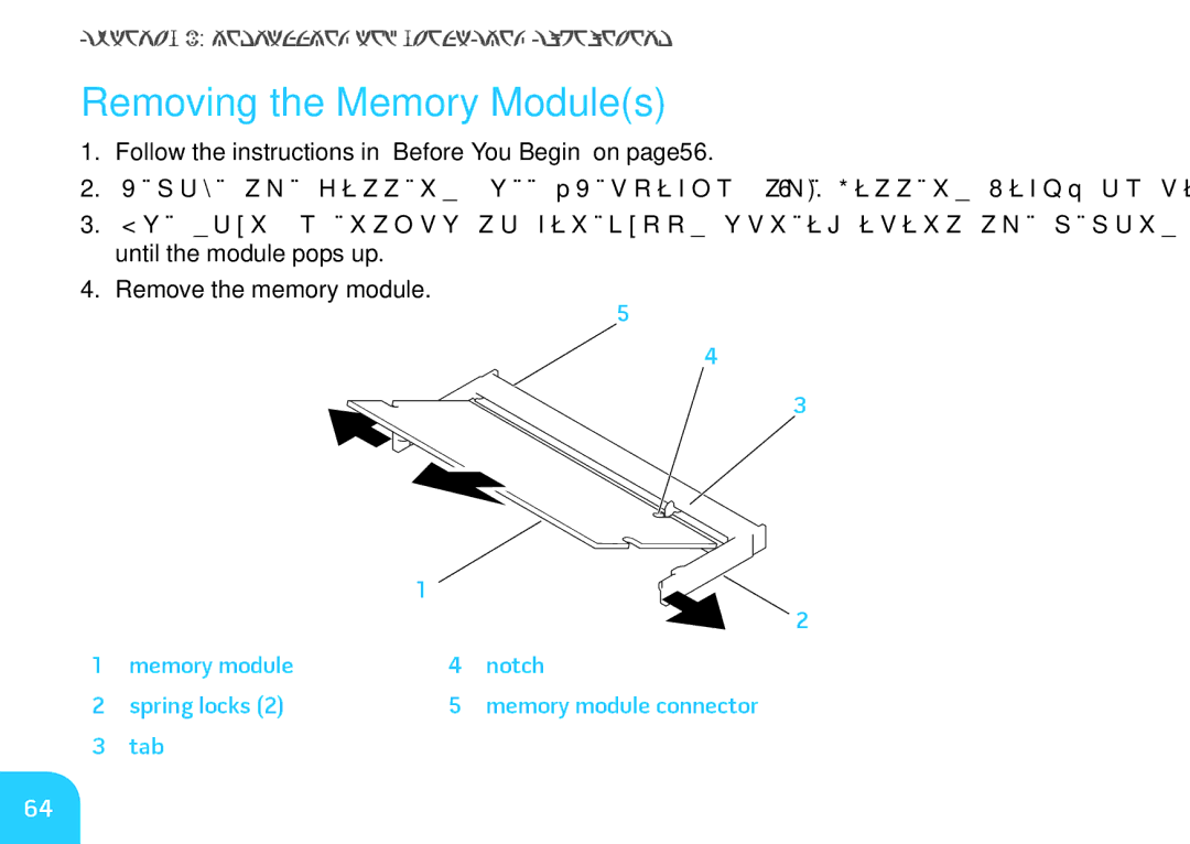 Dell M11xR2, 7XM1F, P06T001, P06T002 manual Removing the Memory Modules 