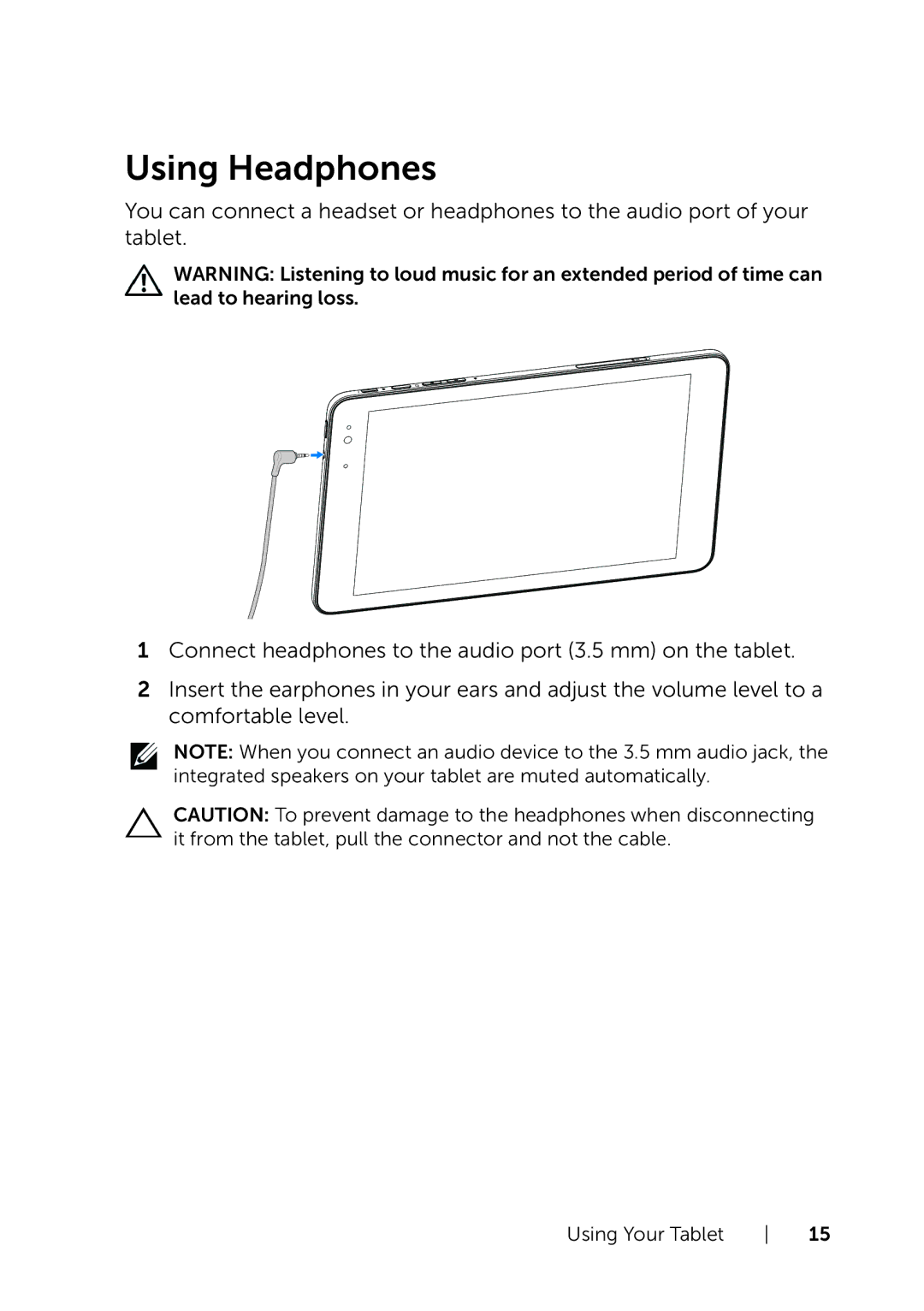 Dell BELL81818BLK, BELL8PRO81 user manual Using Headphones 