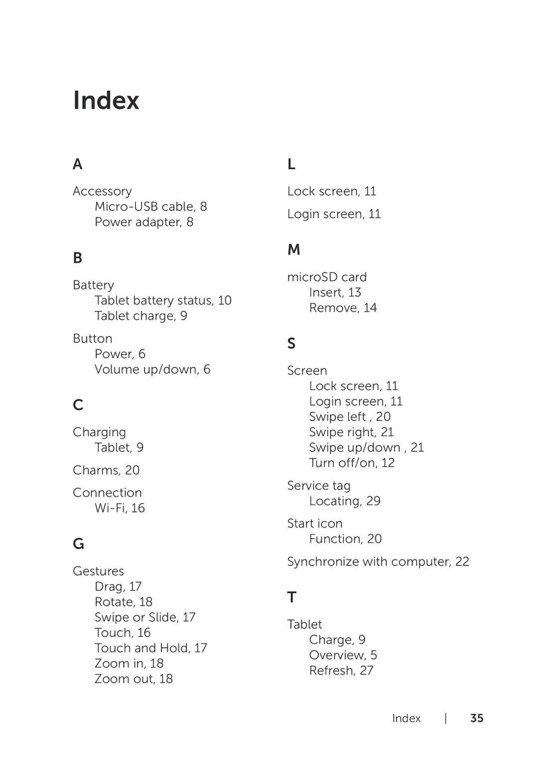 Dell BELL8PRO81, BELL81818BLK user manual Index 